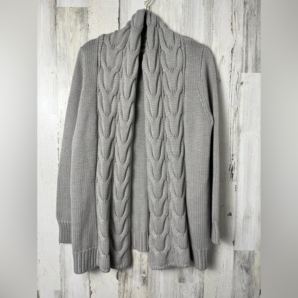 Banana Republic Merino Wool Blend Gray Cable Knit Women's Sweater Medium